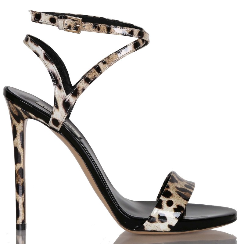 Sandalo in vernice stampa animalier Ninalilou
