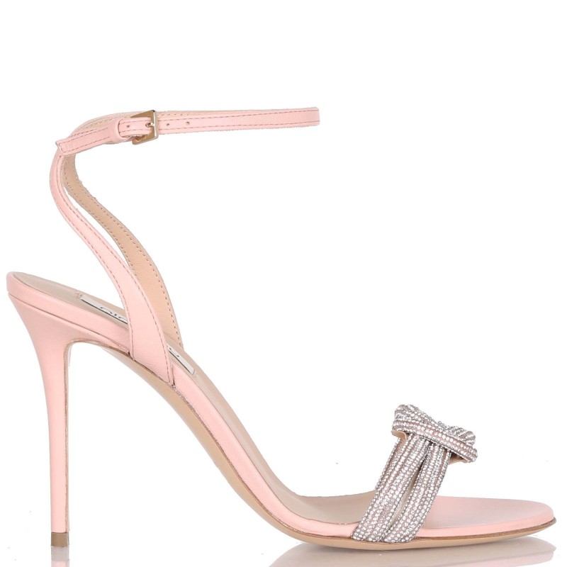 Sandalo alto in nappa con ricamo in swarovsky Ninalilou