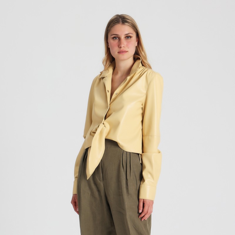 Camicia con fiocco in ecopelle Erika Cavallini