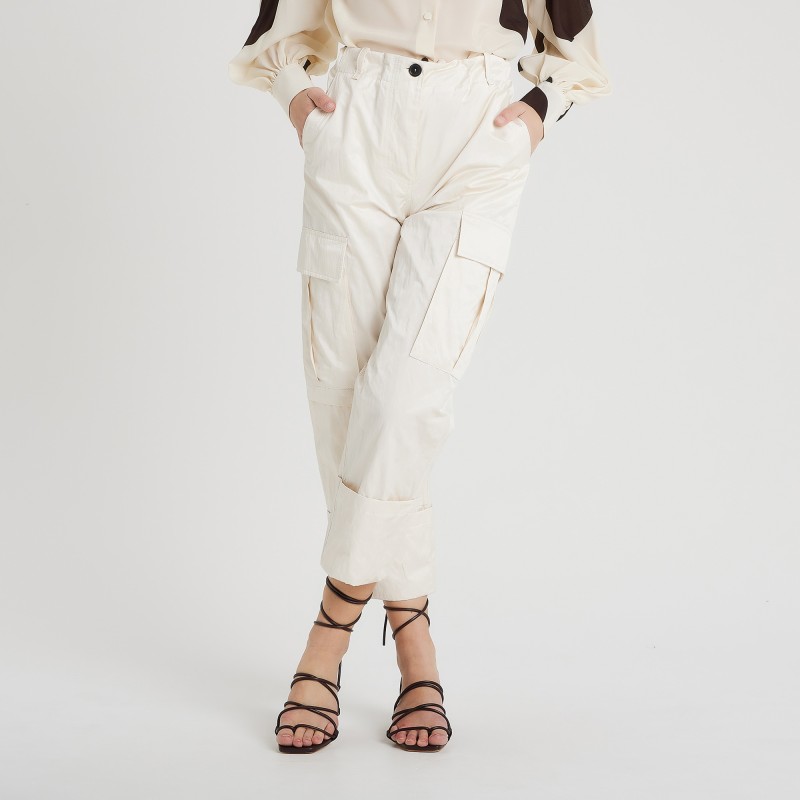 Pantalone cargo effetto metallico Erika Cavallini
