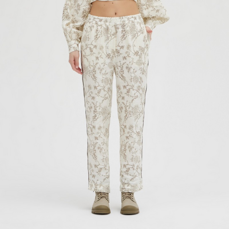 Pantalone in lino stampa flower Erika Cavallini