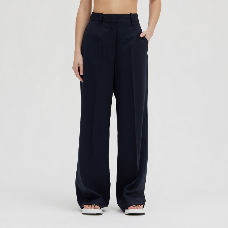 Pantalone ampio in fresco di lana Erika Cavallini