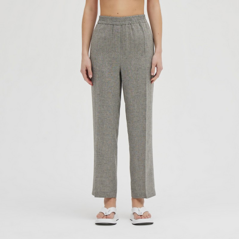 Pantalone vita elastica in lino e viscosa Erika Cavallini