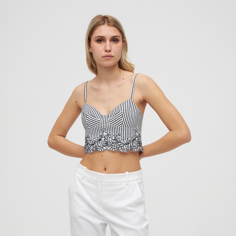 Crop top a righe con pizzo Ermanno Scervino