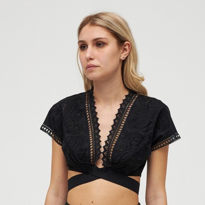 Top in cotone con pizzo Ermanno Scervino