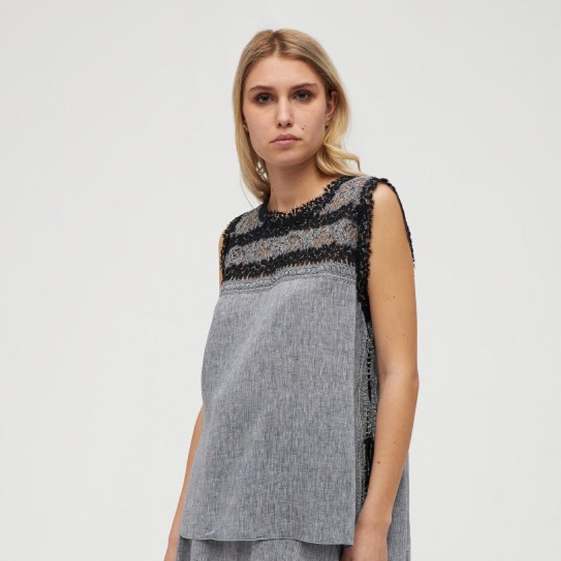 Top in lino con pizzo Ermanno Scervino