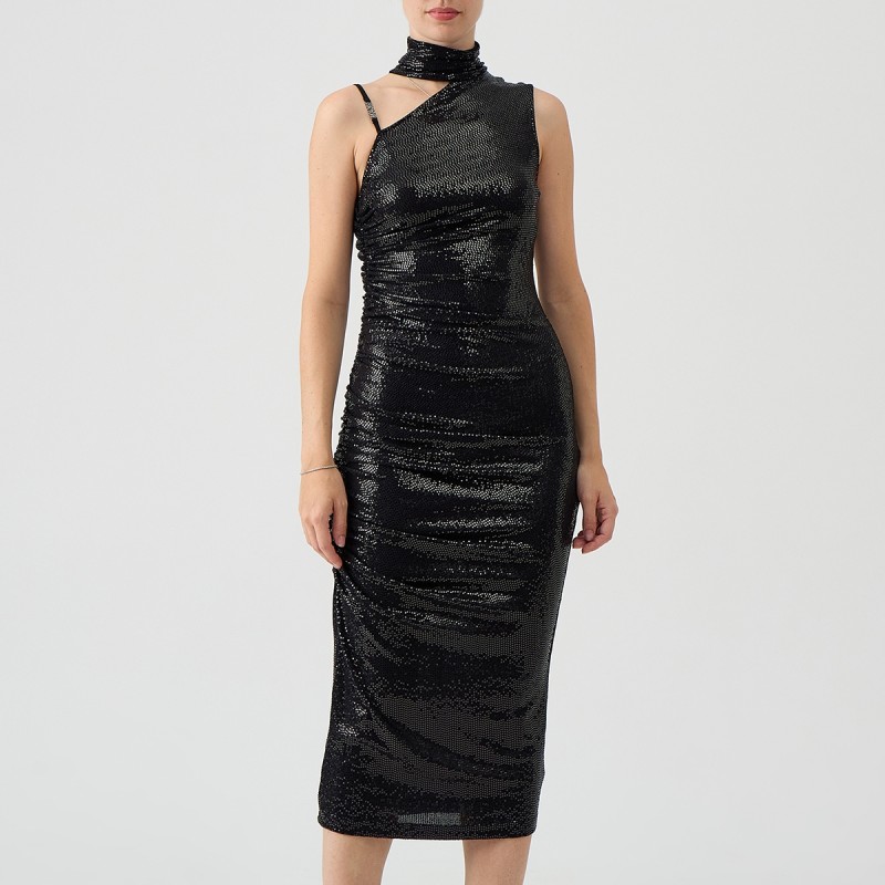 Abito lungo in jersey luminoso Versace Jeans Couture