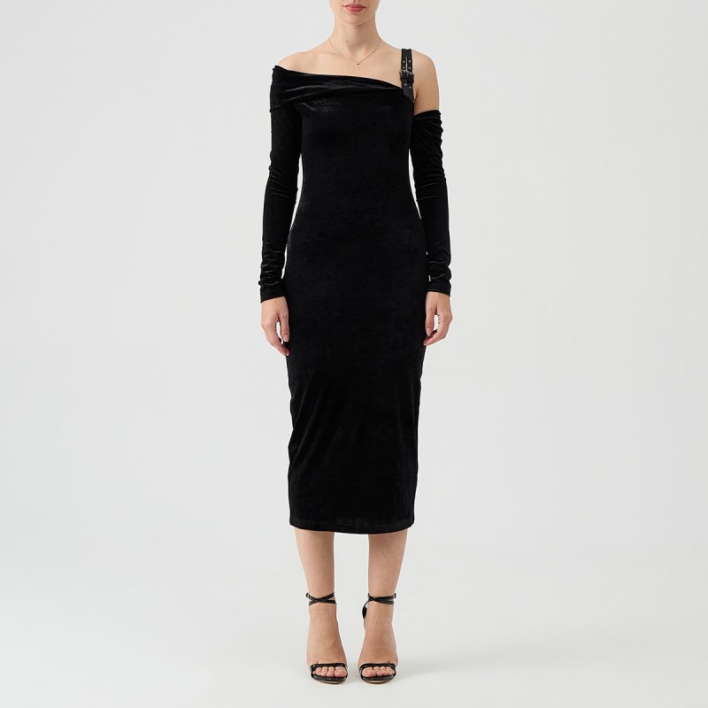 Abito midi in velluto Versace Jeans Couture