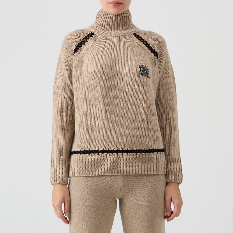 Lupetto misto cashmere con logo Ermanno Scervino