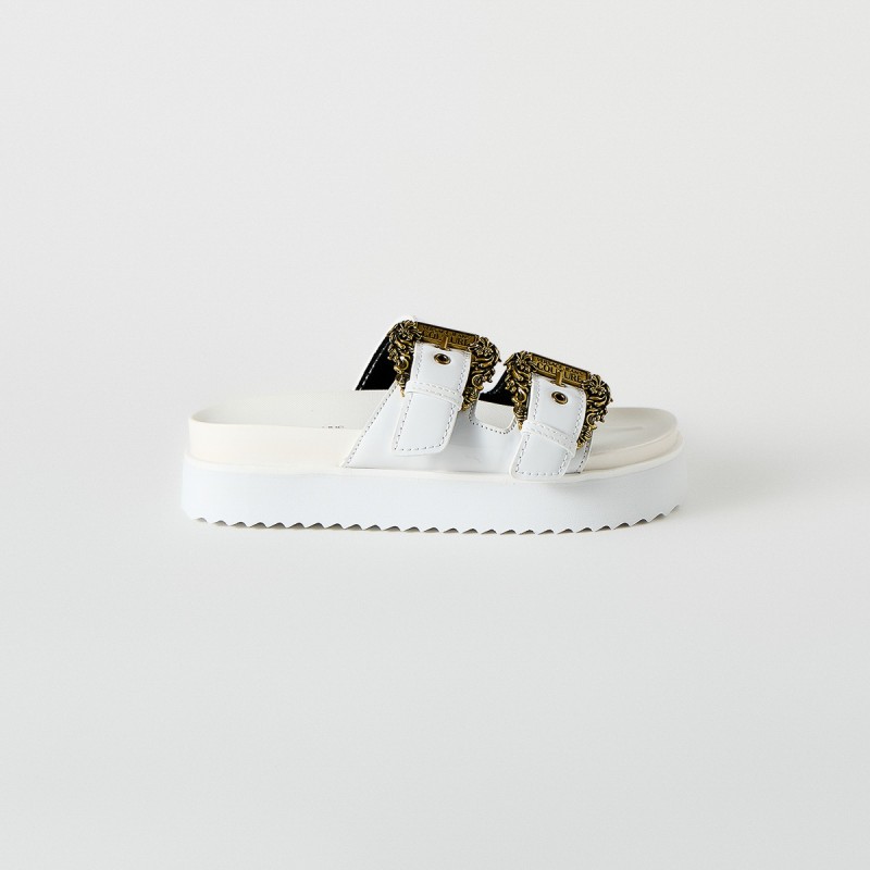 Sandali slides con buckles in metallo Versace Jeans Couture