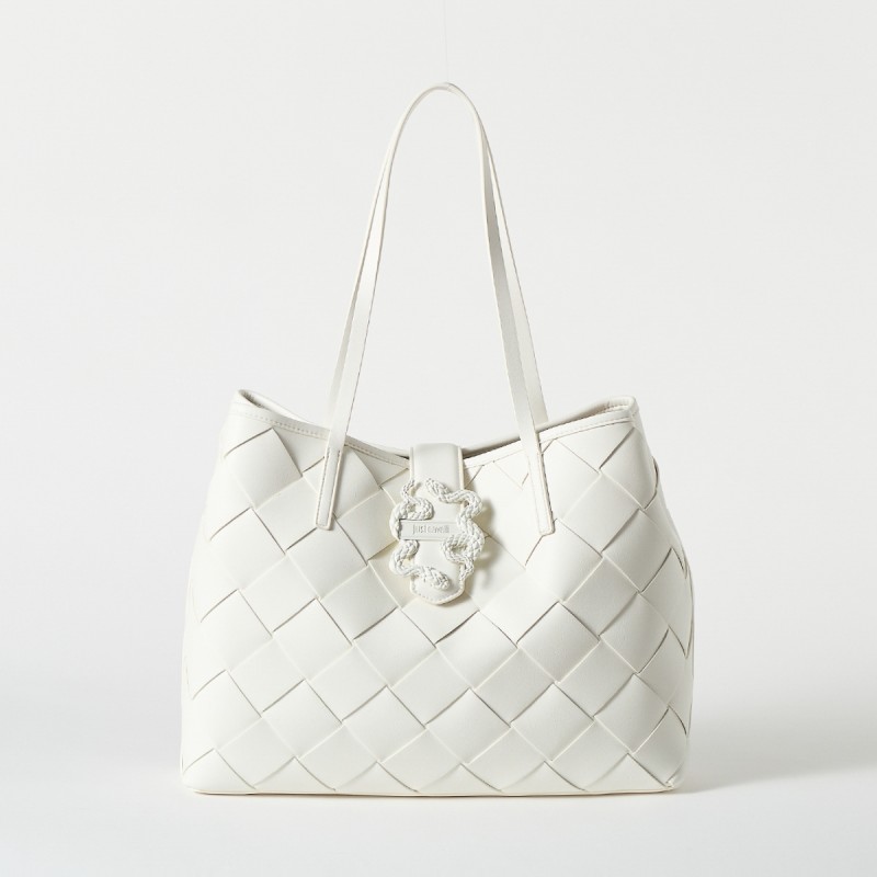Shopping bag intrecciata con logo Just Cavalli