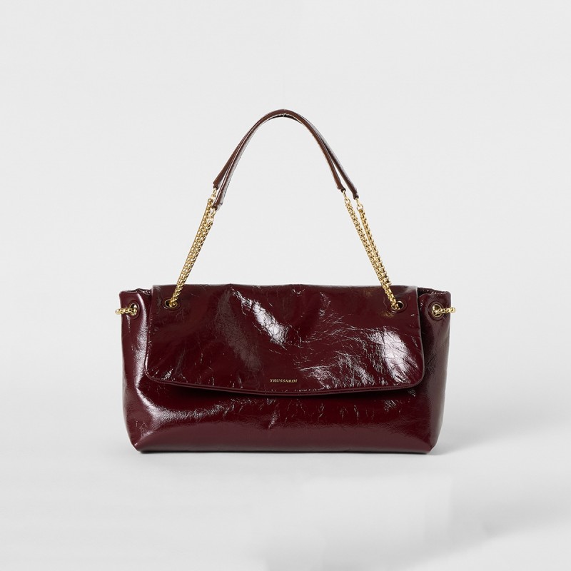Borsa a tracolla media con tracolla in pelle e catena Trussardi 