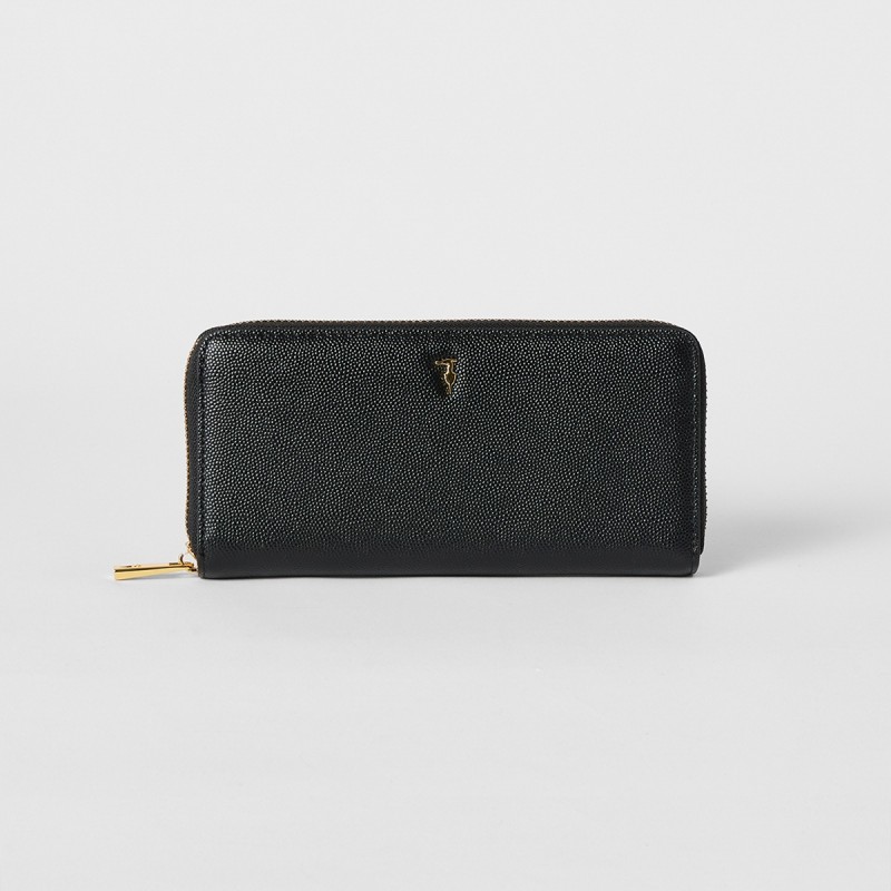Portafoglio zip around in pelle grana di riso Trussardi