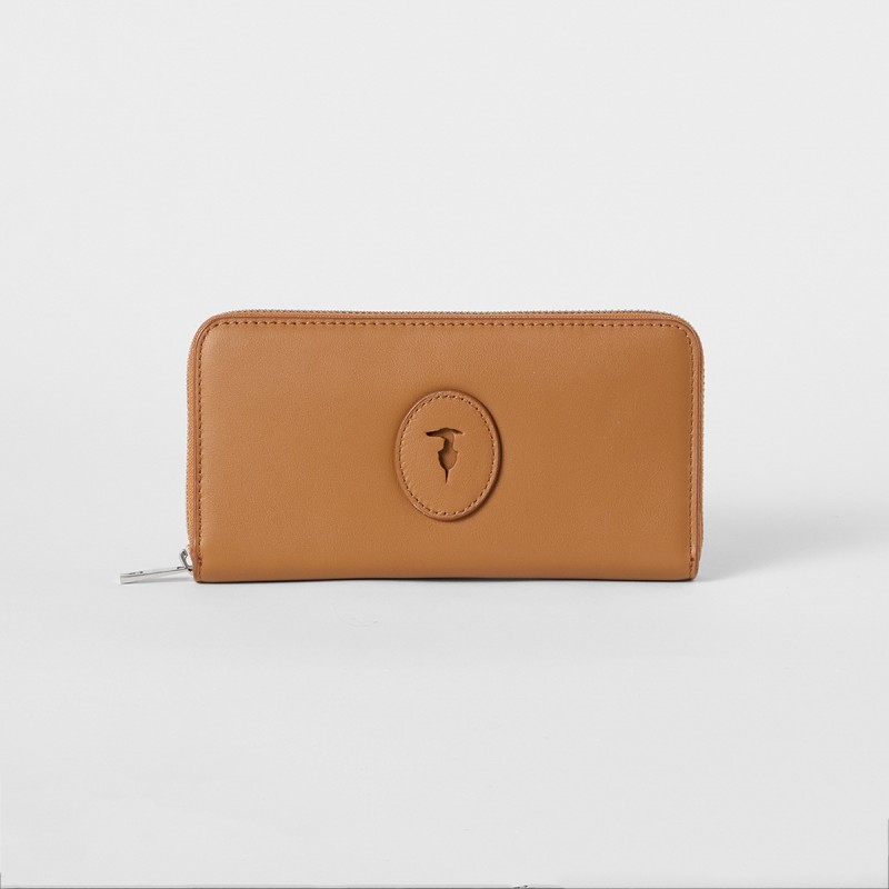 Portafoglio zip around con logo Trussardi