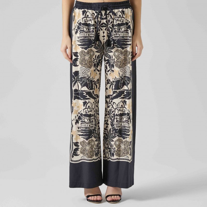 Pantalone largo in cotone a fantasia Ermanno Scervino