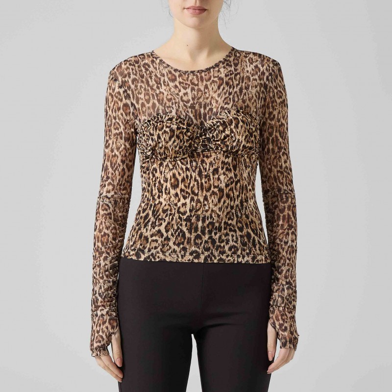 Girocollo in tulle stampa leopardo Just Cavalli