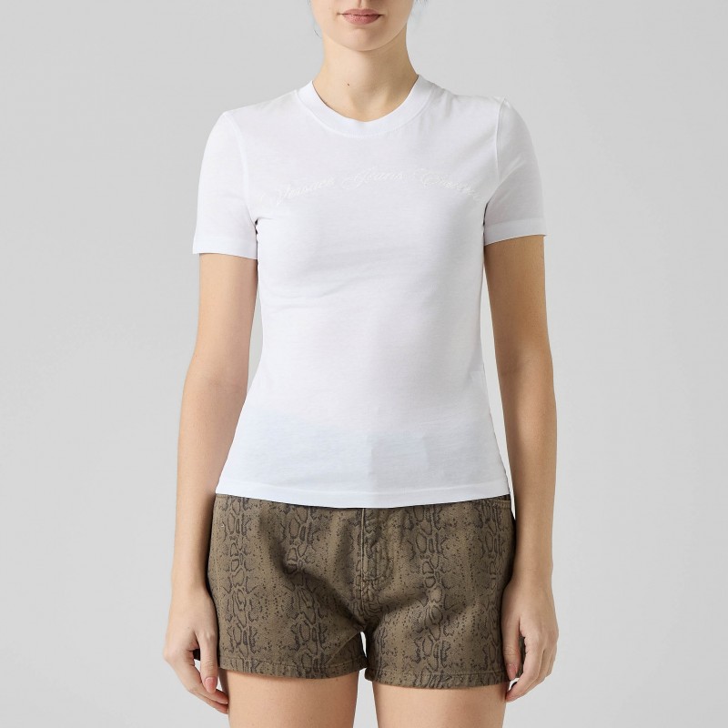 T-shirt con logo glitter Versace Jeans Couture