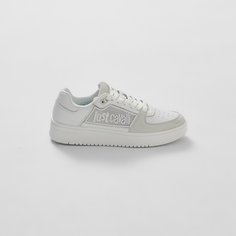 Sneakers in pelle con logo Just Cavalli